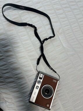 Fujifilm Instax Mini Camera in Brown with Black Strap